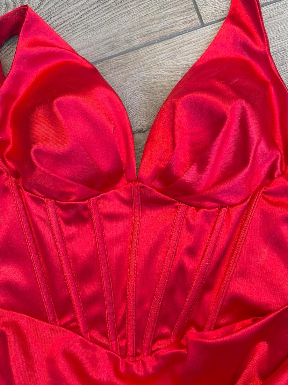 Windsor Red Satin Halter Homecoming Mini Dress - Picture 2 of 4